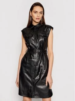 KARL LAGERFELD Γυναίκες Δερμάτινα Φορέματα Φόρεμα από απομίμηση δέρματος Faux 211W1308 Μαύρο Regular Fit Μαύρο