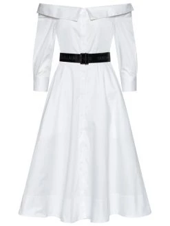 KARL LAGERFELD Γυναίκες Φορέματα σε Στυλ Πουκάμισο & Σεμιζιέ Φόρεμα πουκάμισο Cold Shoulder 211W1303 Λευκό Regular Fit Λευκό -KARL LAGERFELD Κατάστημα unnamed file 431