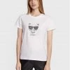 KARL LAGERFELD Γυναίκες T-shirts T-Shirt Ikonik Choupette 216W1732 Λευκό Regular Fit Λευκό