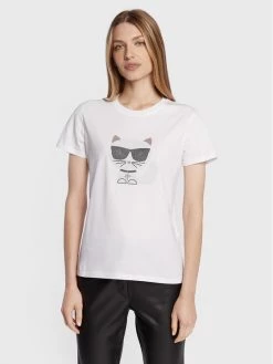 KARL LAGERFELD Γυναίκες T-shirts T-Shirt Ikonik Choupette 216W1732 Λευκό Regular Fit Λευκό
