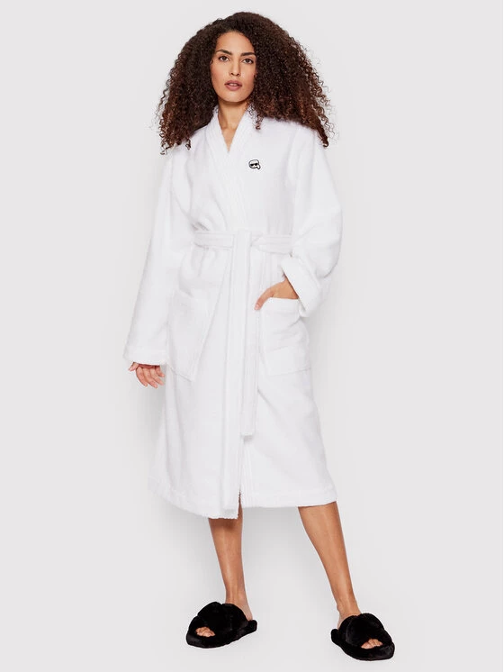 KARL LAGERFELD Γυναίκες Ρόμπες Ρόμπα Unisex Ikonik 220W2185 Λευκό Λευκό 4 KARL LAGERFELD Γυναίκες Ρόμπες Ρόμπα Unisex Ikonik 220W2185 Λευκό Λευκό - Image 4