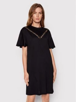 KARL LAGERFELD Γυναίκες Καθημερινά Φορέματα Φόρεμα καθημερινό Lace Insert 221W1350 Μαύρο Relaxed Fit Μαύρο