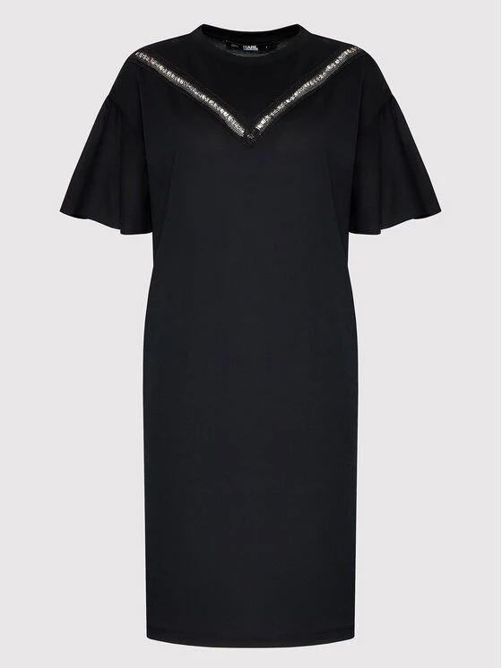 KARL LAGERFELD Γυναίκες Καθημερινά Φορέματα Φόρεμα καθημερινό Lace Insert 221W1350 Μαύρο Relaxed Fit Μαύρο 5 KARL LAGERFELD Γυναίκες Καθημερινά Φορέματα Φόρεμα καθημερινό Lace Insert 221W1350 Μαύρο Relaxed Fit Μαύρο - Image 5