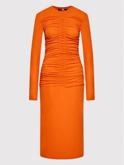 KARL LAGERFELD Γυναίκες Καθημερινά Φορέματα Φόρεμα καθημερινό Ruched 220W1352 Πορτοκαλί Slim Fit Πορτοκαλί -KARL LAGERFELD Κατάστημα unnamed file 903